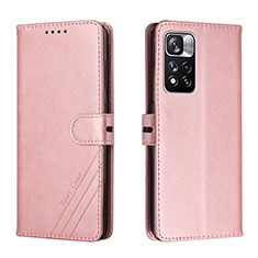 Leather Case Stands Flip Cover Holder H02X for Xiaomi Mi 11i 5G (2022) Rose Gold