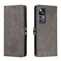 Leather Case Stands Flip Cover Holder H02X for Xiaomi Mi 12T 5G Gray
