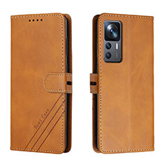 Leather Case Stands Flip Cover Holder H02X for Xiaomi Mi 12T 5G Light Brown