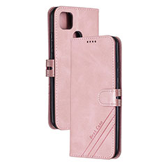 Leather Case Stands Flip Cover Holder H02X for Xiaomi POCO C3 Rose Gold
