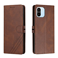 Leather Case Stands Flip Cover Holder H02X for Xiaomi Poco C50 Brown