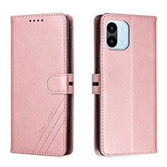 Leather Case Stands Flip Cover Holder H02X for Xiaomi Poco C50 Rose Gold