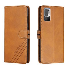 Leather Case Stands Flip Cover Holder H02X for Xiaomi POCO M3 Pro 5G Light Brown