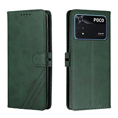 Leather Case Stands Flip Cover Holder H02X for Xiaomi Poco M4 Pro 4G Green