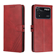 Leather Case Stands Flip Cover Holder H02X for Xiaomi Poco M4 Pro 4G Red