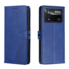 Leather Case Stands Flip Cover Holder H02X for Xiaomi Poco X4 Pro 5G Blue