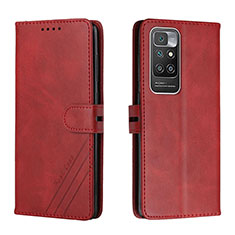 Leather Case Stands Flip Cover Holder H02X for Xiaomi Redmi 10 (2022) Red