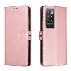 Leather Case Stands Flip Cover Holder H02X for Xiaomi Redmi 10 (2022) Rose Gold