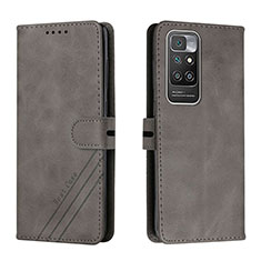 Leather Case Stands Flip Cover Holder H02X for Xiaomi Redmi 10 4G Gray