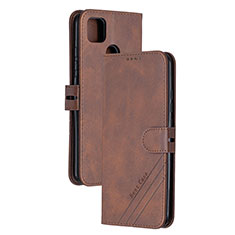 Leather Case Stands Flip Cover Holder H02X for Xiaomi Redmi 9 Activ Brown