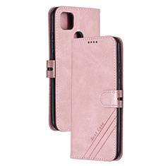 Leather Case Stands Flip Cover Holder H02X for Xiaomi Redmi 9 Activ Rose Gold