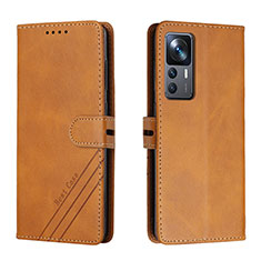 Leather Case Stands Flip Cover Holder H02X for Xiaomi Redmi K50 Ultra 5G Light Brown