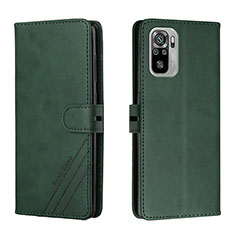 Leather Case Stands Flip Cover Holder H02X for Xiaomi Redmi Note 10 4G Green