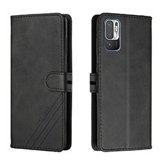 Leather Case Stands Flip Cover Holder H02X for Xiaomi Redmi Note 10 5G Black