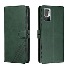 Leather Case Stands Flip Cover Holder H02X for Xiaomi Redmi Note 10 5G Green