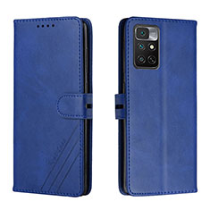 Leather Case Stands Flip Cover Holder H02X for Xiaomi Redmi Note 11 4G (2022) Blue
