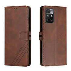 Leather Case Stands Flip Cover Holder H02X for Xiaomi Redmi Note 11 4G (2022) Brown