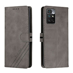 Leather Case Stands Flip Cover Holder H02X for Xiaomi Redmi Note 11 4G (2022) Gray