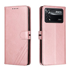 Leather Case Stands Flip Cover Holder H02X for Xiaomi Redmi Note 11E Pro 5G Rose Gold