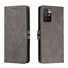 Leather Case Stands Flip Cover Holder H02X for Xiaomi Redmi Note 11S 4G Gray