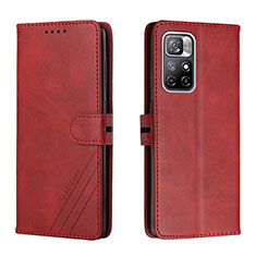 Leather Case Stands Flip Cover Holder H02X for Xiaomi Redmi Note 11S 5G Red