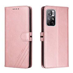 Leather Case Stands Flip Cover Holder H02X for Xiaomi Redmi Note 11S 5G Rose Gold