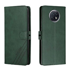 Leather Case Stands Flip Cover Holder H02X for Xiaomi Redmi Note 9 5G Green