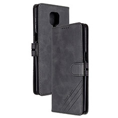 Leather Case Stands Flip Cover Holder H02X for Xiaomi Redmi Note 9S Black