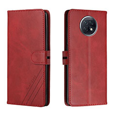Leather Case Stands Flip Cover Holder H02X for Xiaomi Redmi Note 9T 5G Red