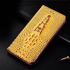 Leather Case Stands Flip Cover Holder H03P for Asus Zenfone 7 Pro ZS671KS Yellow