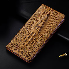 Leather Case Stands Flip Cover Holder H03P for Motorola Moto Edge 30 Lite 5G Brown