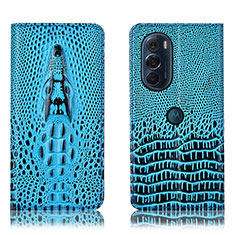 Leather Case Stands Flip Cover Holder H03P for Motorola Moto Edge 30 Pro 5G Sky Blue