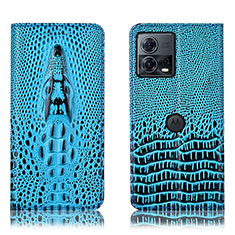 Leather Case Stands Flip Cover Holder H03P for Motorola Moto S30 Pro 5G Sky Blue