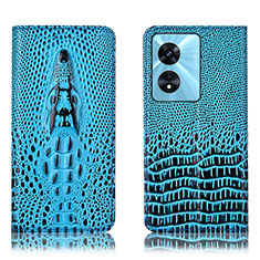 Leather Case Stands Flip Cover Holder H03P for Oppo A1 5G Sky Blue