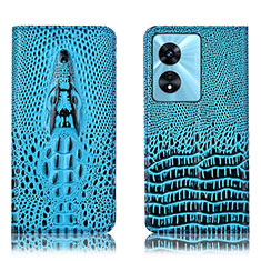 Leather Case Stands Flip Cover Holder H03P for Oppo A1x 5G Sky Blue