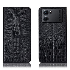 Leather Case Stands Flip Cover Holder H03P for Oppo K10 5G Black