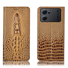 Leather Case Stands Flip Cover Holder H03P for Oppo K10 5G Brown