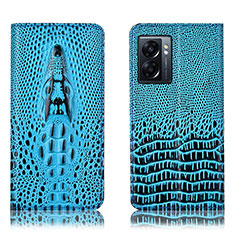 Leather Case Stands Flip Cover Holder H03P for Oppo K10 5G India Sky Blue