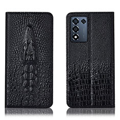 Leather Case Stands Flip Cover Holder H03P for Oppo K9S 5G Black