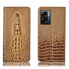 Leather Case Stands Flip Cover Holder H03P for Realme V23i 5G Brown