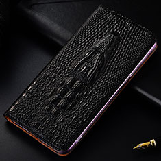 Leather Case Stands Flip Cover Holder H03P for Samsung Galaxy S22 Ultra 5G Black