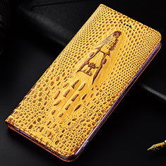 Leather Case Stands Flip Cover Holder H03P for Samsung Galaxy S24 Plus 5G Yellow