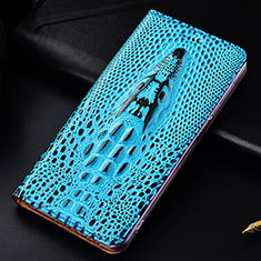 Leather Case Stands Flip Cover Holder H03P for Samsung Galaxy S24 Ultra 5G Sky Blue