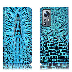 Leather Case Stands Flip Cover Holder H03P for Xiaomi Mi 12 5G Sky Blue