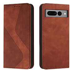 Leather Case Stands Flip Cover Holder H03X for Google Pixel 7 Pro 5G Brown