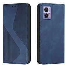 Leather Case Stands Flip Cover Holder H03X for Motorola Moto Edge 30 Lite 5G Blue