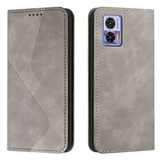 Leather Case Stands Flip Cover Holder H03X for Motorola Moto Edge 30 Lite 5G Gray