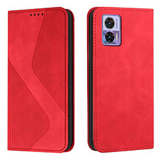 Leather Case Stands Flip Cover Holder H03X for Motorola Moto Edge 30 Lite 5G Red