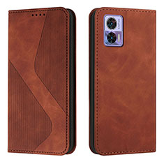 Leather Case Stands Flip Cover Holder H03X for Motorola Moto Edge 30 Neo 5G Brown