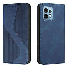 Leather Case Stands Flip Cover Holder H03X for Motorola Moto Edge 40 Pro 5G Blue